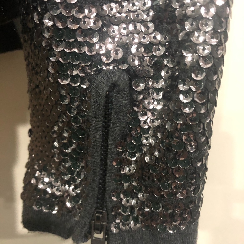 Olivaceous Silver Sequinned Zip Front Jacket - Picture 8 of 15